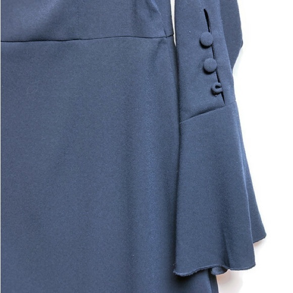 Vince Camuto Long Sleeve Dress High Neck Button Collar 12 Navy Blue - Picture 5 of 6